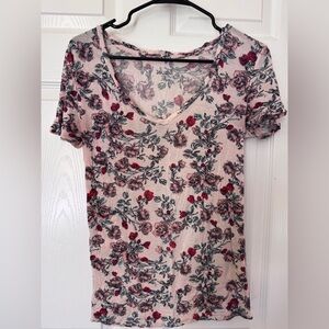 Mudd Pink Floral Short Sleeve Top